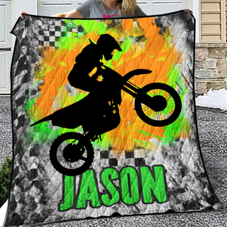 Green Boys Dirt Bike Quilt Set