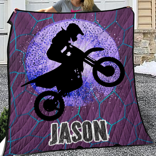 Purple Dirt Bike Quilt For Boys