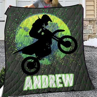 Green Dirt Bike Quilt For Boys