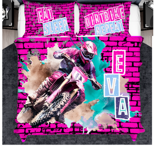 Pink Custom Girls Dirt Bike Duvet Set