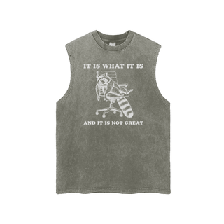 It Is What It Is Acid Wash Tank Top - Funny Raccoon Tanktop