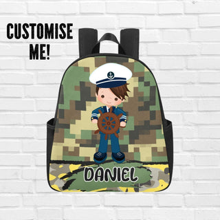 a backpack with a picture of a boy in a sailor's outfit