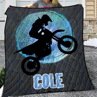 Blue Dirt Bike Quilt Set for Boys