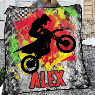 Red Boys Dirt Bike Quilt Set