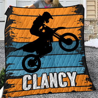 Orange Boys Dirt Bike Quilt Set