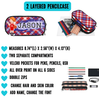 a picture of a pencil case and other items