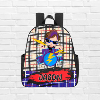 a backpack with a picture of a boy on it