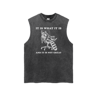 It Is What It Is Acid Wash Tank Top - Funny Raccoon Tanktop