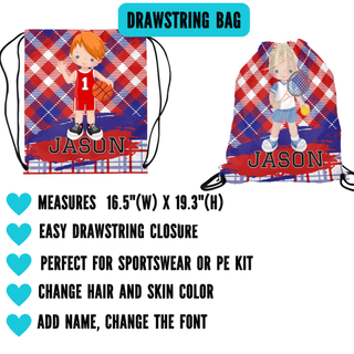 a drawstring bag with a picture of a girl on it