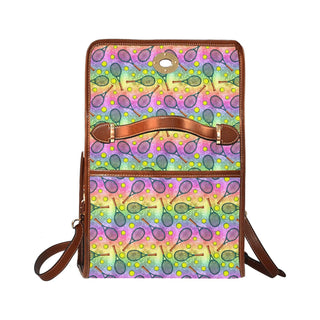 Pink And Purple Tennis Print Satchel Bag