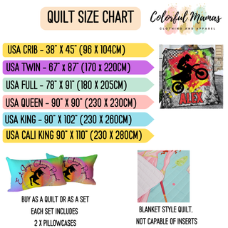 a picture of a quilt size chart for a quilt