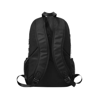 a black backpack with a white background