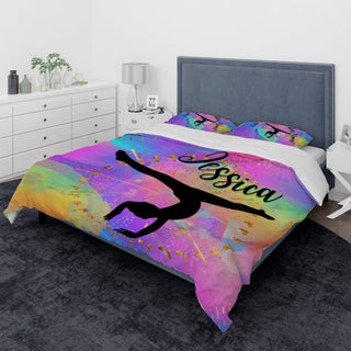 Personalized Gymnastics Beam Queen Duvet Set