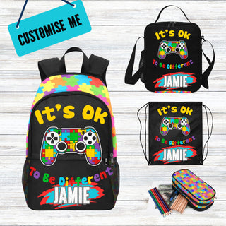 a backpack with a game controller on it