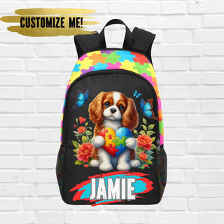 a backpack with a picture of a dog on it