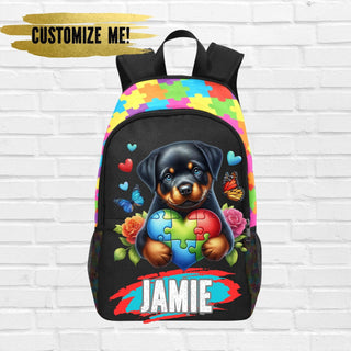 a backpack with a picture of a dog on it