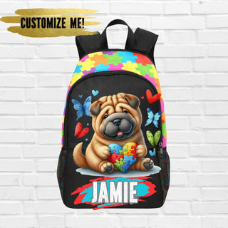 a backpack with a picture of a pug on it