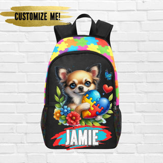 a backpack with a picture of a dog on it