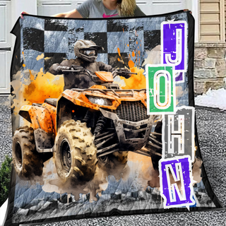 Custom Watercolor Quad Bike Bedding for Boys