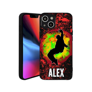 a cell phone case with an image of a man on a skateboard