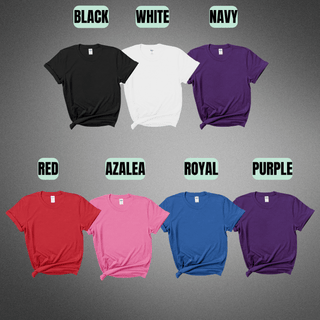 a group of t - shirts that say black, white, red, purple,