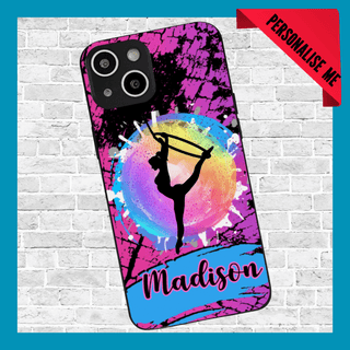 a phone case with a girl doing a yoga pose