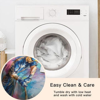 a washing machine with the words easy clean and care next to it