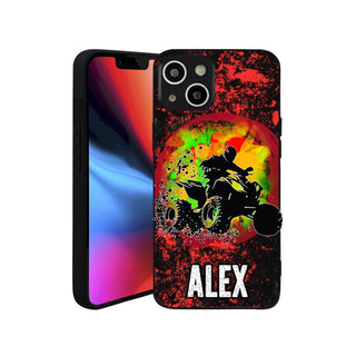 a phone case with an image of a person on a motorcycle