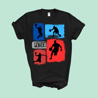 a t - shirt with a basketball player on it