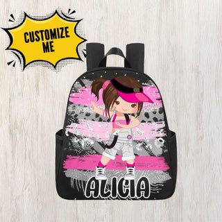 a backpack with a picture of a girl on it