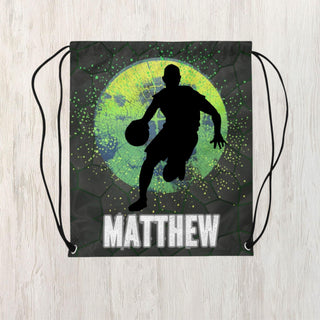 a drawsack bag with a basketball player on it