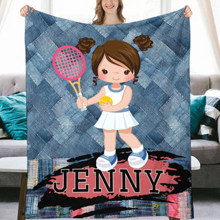 a girl holding a tennis racket and ball