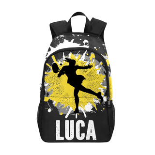 a back pack with a tennis player on it