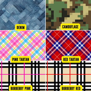 a set of four different plaid patterns