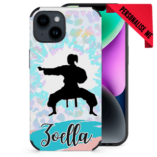 a phone case with a picture of a person doing karate