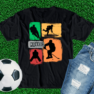 a t - shirt with a picture of a man playing soccer