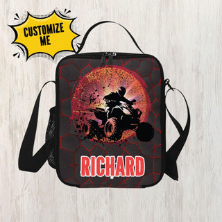 a bag with a picture of a person riding a motorcycle