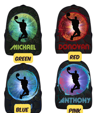 a group of backpacks with different designs on them