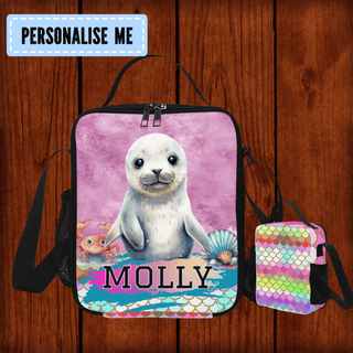 a bag with a picture of a seal on it