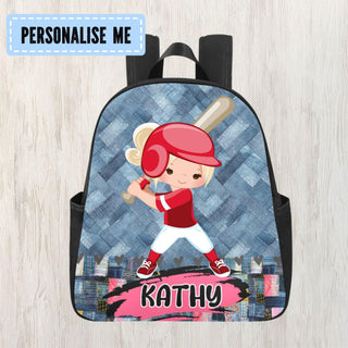 a backpack with a picture of a baseball player on it