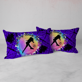 two pillow cases with a picture of a woman on them