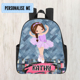 a backpack with a picture of a ballerina on it