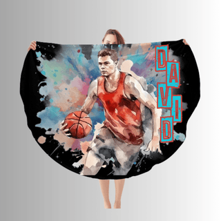 a man holding a basketball in his hand