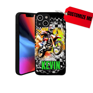 a phone case with a picture of a motorcycle rider