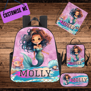 a backpack with a picture of a mermaid on it