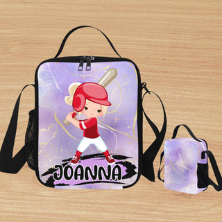 a bag with a picture of a baseball player on it