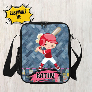 a bag with a picture of a baseball player on it