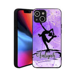 a cell phone case with a girl on a skateboard