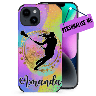 a phone case with an image of a woman holding a baseball bat