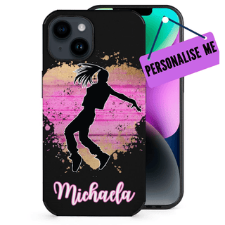 a phone case with a skateboarder on it